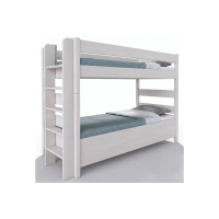 SKLADOM: Buková poschodová posteľ Junior 12 200 x 90 cm biela - rebrík na ľavej strane 
