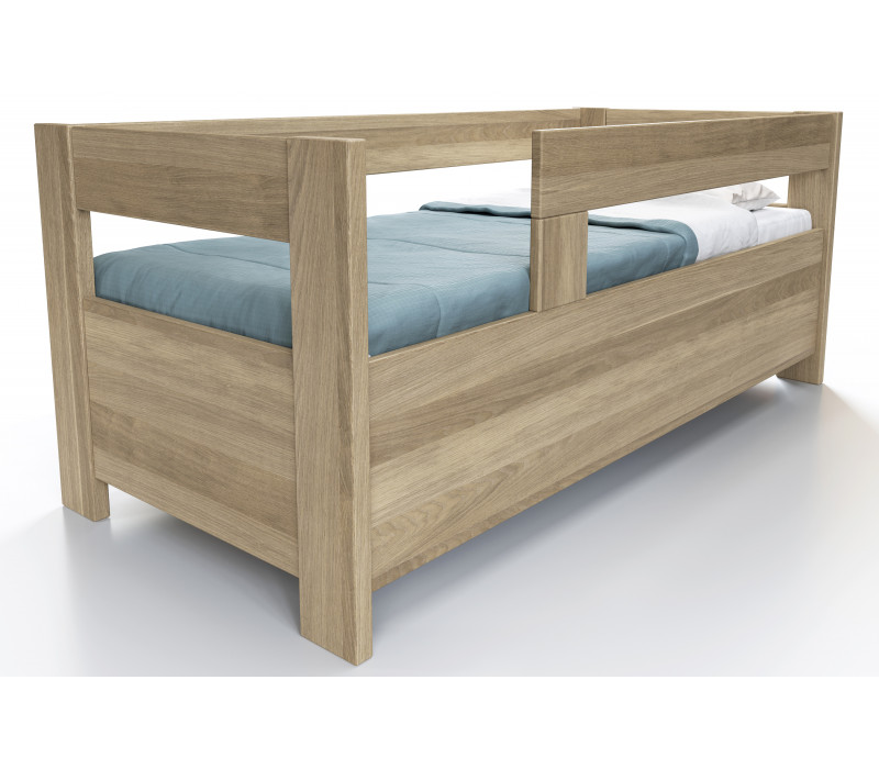 Dubová posteľ Ela s dvoma opierkami a úložným priestorom