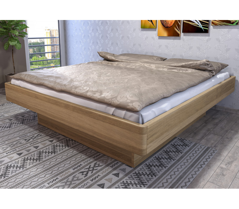 Dubová posteľ Pegas s nízkym čelom a úložným priestorom