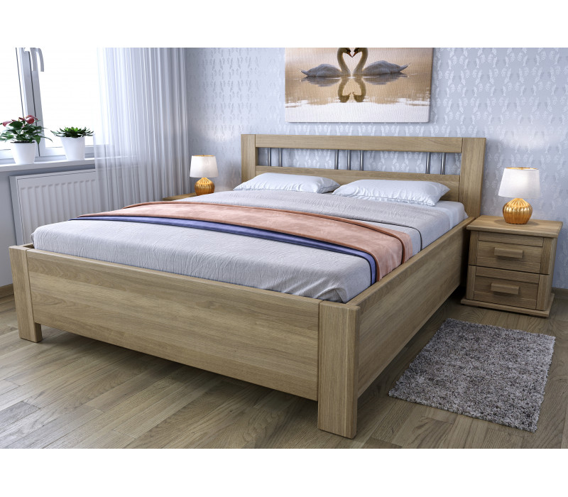 Dubová posteľ Perla s úložným priestorom
