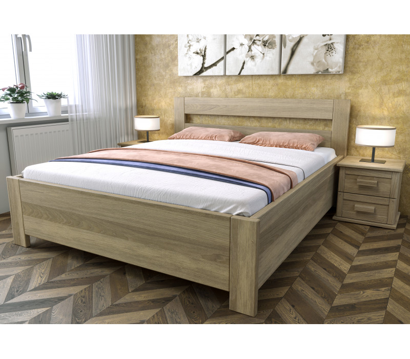 Dubová posteľ Romana s úložným priestorom
